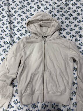 Brandy Melville Light Beige Zip-Up Hoodie Jacket